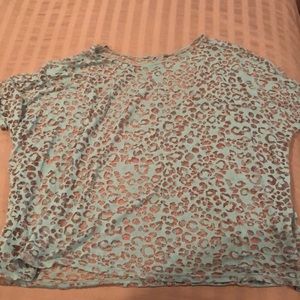 Sheer mint green cheetah print T shirt